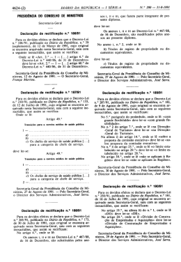 Declara&ccedil;&atilde;o de Rectifica&ccedil;&atilde;o n.&deg; 189/91 de 31 de Agosto