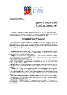 SECRETARIA GERAL Resolu&ccedil;&atilde;o SG n&ordm; 003/2015 Estabelece o