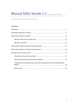 Submiss&atilde;o de Relat&oacute;rios Cient&iacute;ficos