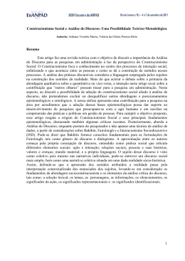 1 Construcionismo Social e An&aacute;lise do Discurso: Uma
