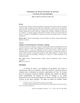 Estrat&eacute;gias de desenvolvimento do turismo