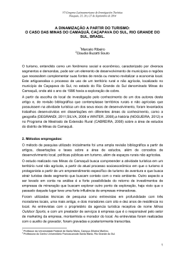 A dinamiza&ccedil;&atilde;o a partir do turismo: o caso das minas do Camaqu&atilde;