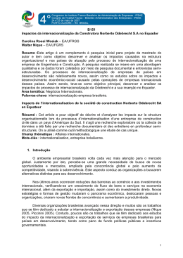 Impactos da internacionaliza&ccedil;&atilde;o da Construtota Norberto Odebrecht