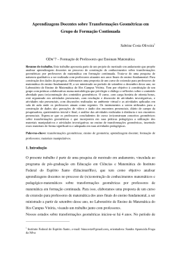 Aprendizagens Docentes sobre Transformações Geométricas em