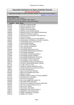 Associados Ganhadores do Seguro Acidentes Pessoais