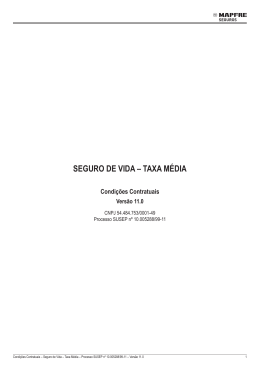 Seguro de Vida &ndash; Taxa M&eacute;dia Condi&ccedil;&otilde;es Contratuais