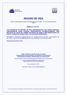 SEGURO DE VIDA - Tribunal de Justiça do Estado do Rio de Janeiro
