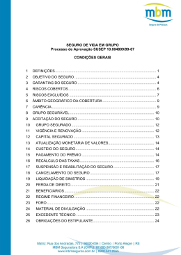 SEGURO DE VIDA EM GRUPO Processo de Aprova&ccedil;&atilde;o