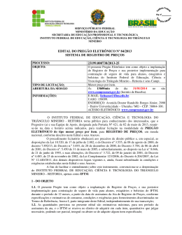 EDITAL DO PREG&Atilde;O ELETR&Ocirc;NICO N&ordm; 84/2013 SISTEMA DE