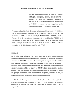 Instru&ccedil;&atilde;o de Servi&ccedil;o N&ordm; IS/ /2007 - Junta Comercial do Estado de