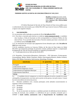 ESTADO DO PIAUI PREFEITURA MUNICIPAL DE S&Atilde;O JO&Atilde;O DO