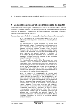 1 Os conceitos de capital e de manutenção do capital