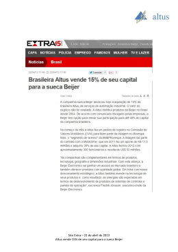Brasileira Altus vende 15% de seu capital para a sueca Beijer