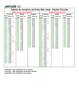 Tabela de horários da linha São José - Fpolis Circular
