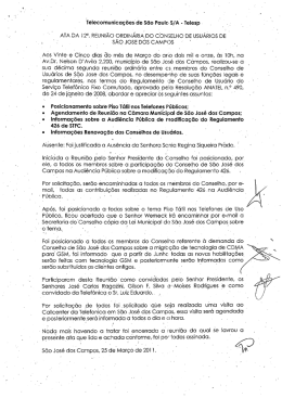 Ata da 12&ordf; Reuni&atilde;o Ordin&aacute;ria do Conselho de Usu&aacute;rios
