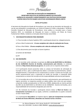 Edital Supletivo 2015. - Secretaria de Educa&ccedil;&atilde;o de Pernambuco