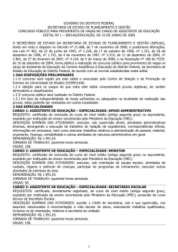 Edital - CESPE / UnB - Universidade de Bras&iacute;lia