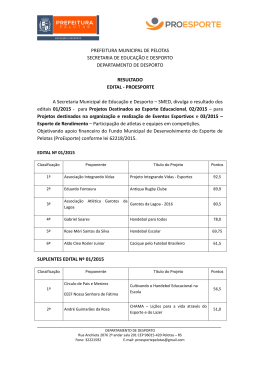 Resultado: Edital - ProEsporte - Prefeitura Municipal de Pelotas