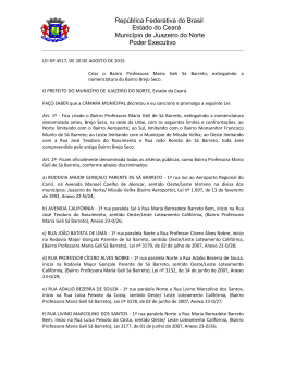 LEI N&deg; 4517 - 2015 -Criar o Bairro Professora Maria Geli S&aacute; Barreto