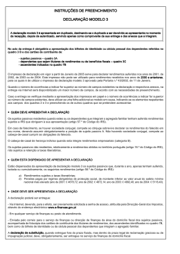 INSTRU&Ccedil;&Otilde;ES DE PREENCHIMENTO DECLARA&Ccedil;&Atilde;O MODELO 3