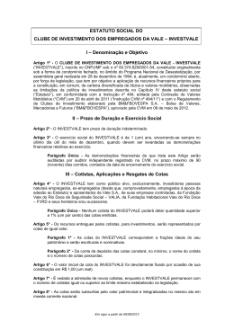 ESTATUTO SOCIAL DO CLUBE DE INVESTIMENTO