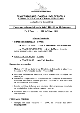 exames nacionais / exames a n&iacute;vel de escola equivalentes aos
