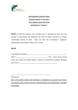 INSTRUMENTO CONVOCAT&Oacute;RIO SELE&Ccedil;&Atilde;O P&Uacute;BLICA n&ordm;