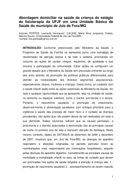 Abordagem domiciliar na sa&uacute;de da crian&ccedil;a do est&aacute;gio de