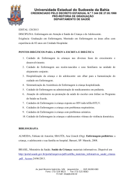 Enfermagem em Aten&ccedil;&atilde;o &agrave; Sa&uacute;de da Crian&ccedil;a e do