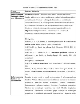 Enfermagem na Sa&uacute;de da Crian&ccedil;a e ao Adolescente