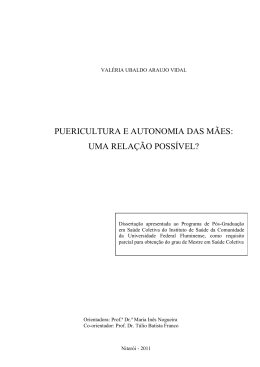 Puericultura e a autonomia das m&atilde;es uma rela&ccedil;&atilde;o poss&iacute;vel
