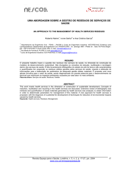 uma abordagem sobre a gest&atilde;o de res&iacute;duos de servi&ccedil;os de sa&uacute;de