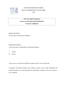 Prova de L&iacute;ngua Portuguesa - Escola Superior de Educa&ccedil;&atilde;o de