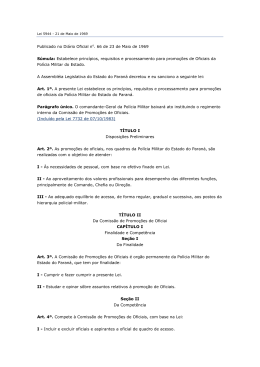 Lei 5944 LEI DE PROMO&Ccedil;&Atilde;O DE OFICIAIS PMPR