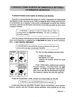 A pessoa como sujeito de direitos e deveres
