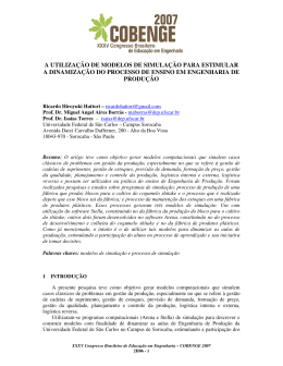 A UTILIZA&Ccedil;&Atilde;O DE MODELOS DE SIMULA&Ccedil;&Atilde;O PARA