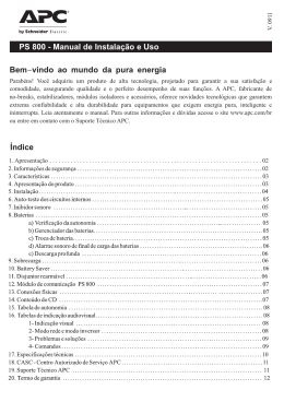 PS 800 - Manual de Instala&ccedil;&atilde;o e Uso Bem