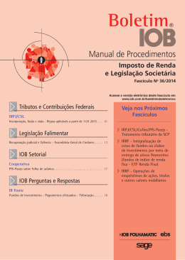 IOB - Imposto de Renda - nº 36/2014