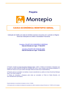 Folheto de Comiss&otilde;es e Taxas