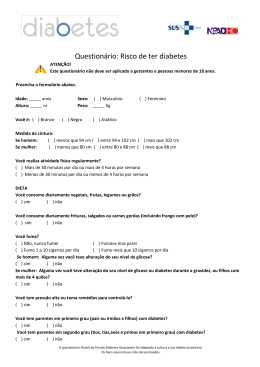 Question&aacute;rio: Risco de ter diabetes