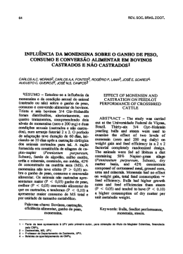 INFLU&Ecirc;NCIA DA MONENSINA SOBRE O GANHO DE PESO