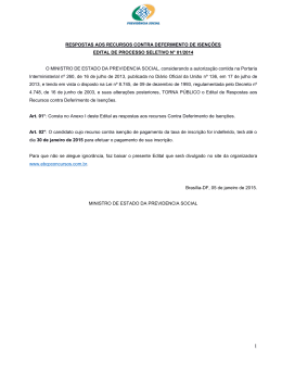 Edital de Resposta aos Recursos Contra Deferimento de Isen&ccedil;&otilde;es