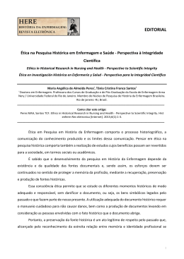 &eacute;tica em pesquisa hist&oacute;rica - Hist&oacute;ria de Enfermagem: Revista
