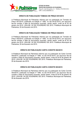 Errata de Publicação Carta Convite n° 002/2015.