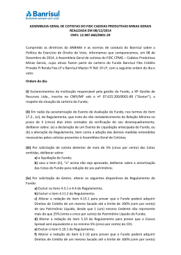 ASSEMBLEIA GERAL DE COTISTAS DO FIDC CADEIAS