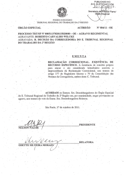 Ac. 084/11-OE - Tribunal Regional do Trabalho da 2&ordf; Regi&atilde;o SP