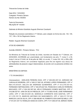 Primeira C&acirc;mara - Tribunal de Contas da Uni&atilde;o