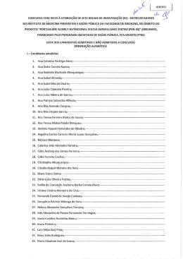 Lista dos Candidatos Admitidos e Não Admitidos a Concurso