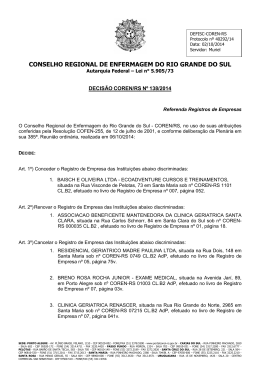 Decisão COREN-RS nº 138/2014