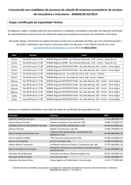 Comunicado habilitação - Convite Capacidade Técnica